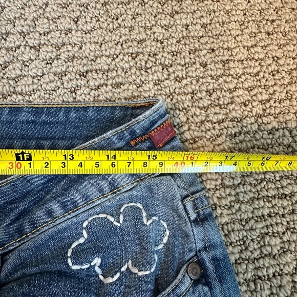 WORN Vintage Embroidered Jeans Sz 10 Palm Tree Patchwork Free People Vibe A149 - Picture 7 of 9